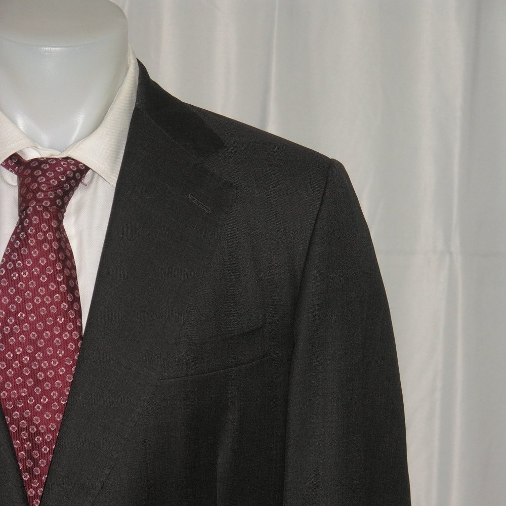 Martin Greenfield Bespoke Solid Charcoal Gray Two Button Sport Coat 44R